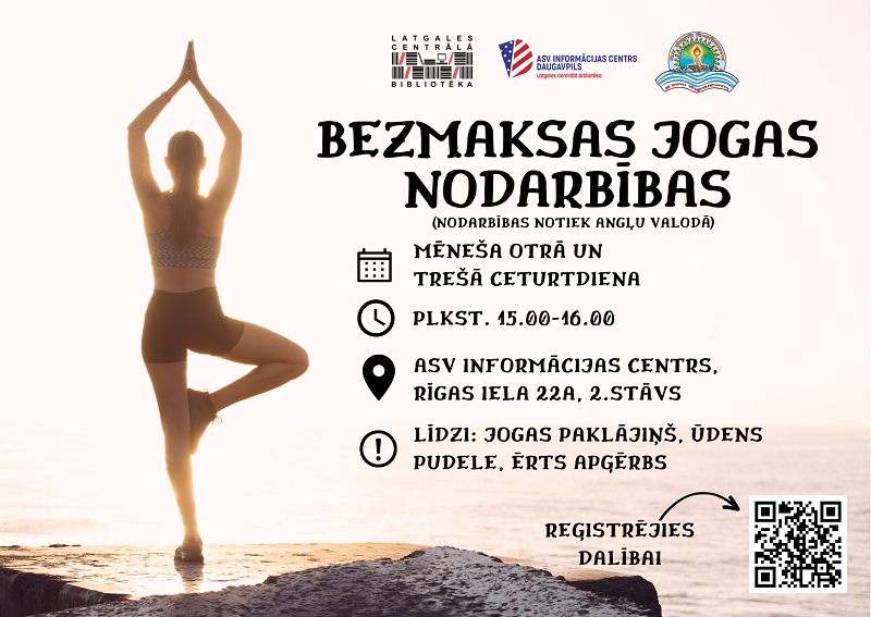 Bibliotēka aicina piedalīties bezmaksas jogas nodarbībās Bibliotēka aicina piedalīties bezmaksas jogas nodarbībās