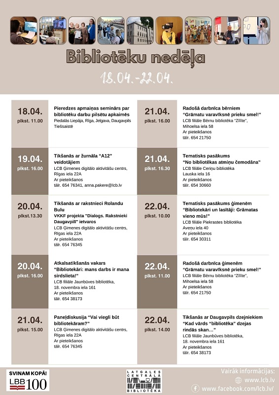 Bibliotēku nedēļa Daugavpils publiskajās bibliotēkās Bibliotēku nedēļa Daugavpils publiskajās bibliotēkās