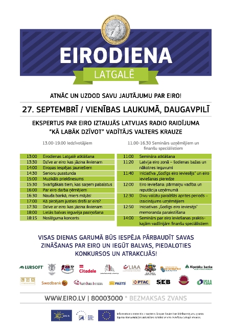 Daugavpilī 27. septembrī norisināsies Latgales Eirodiena Daugavpilī 27. septembrī norisināsies Latgales Eirodiena