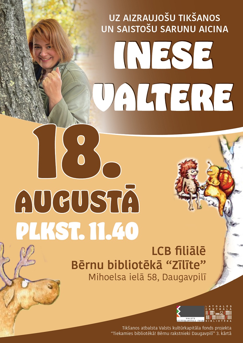 Daugavpils ģimenes ar bērniem aicinātas uz tikšanos ar rakstnieci Inesi Valteri Daugavpils ģimenes ar bērniem aicinātas uz tikšanos ar rakstnieci Inesi Valteri